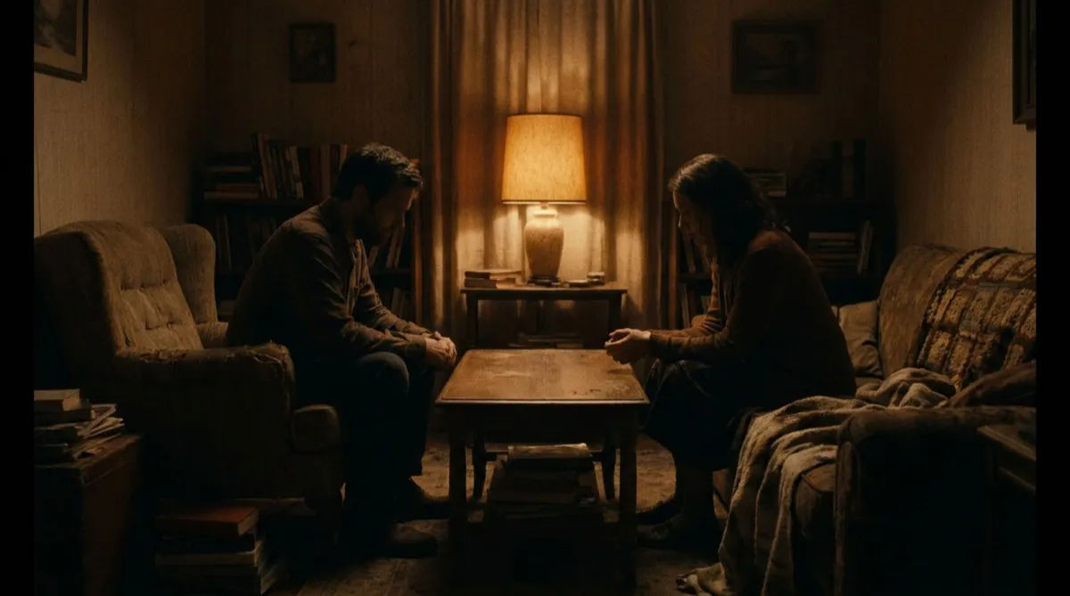 Hold tension under a quiet scene