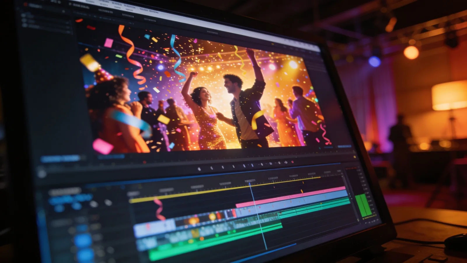 Score a celebration or dance scene