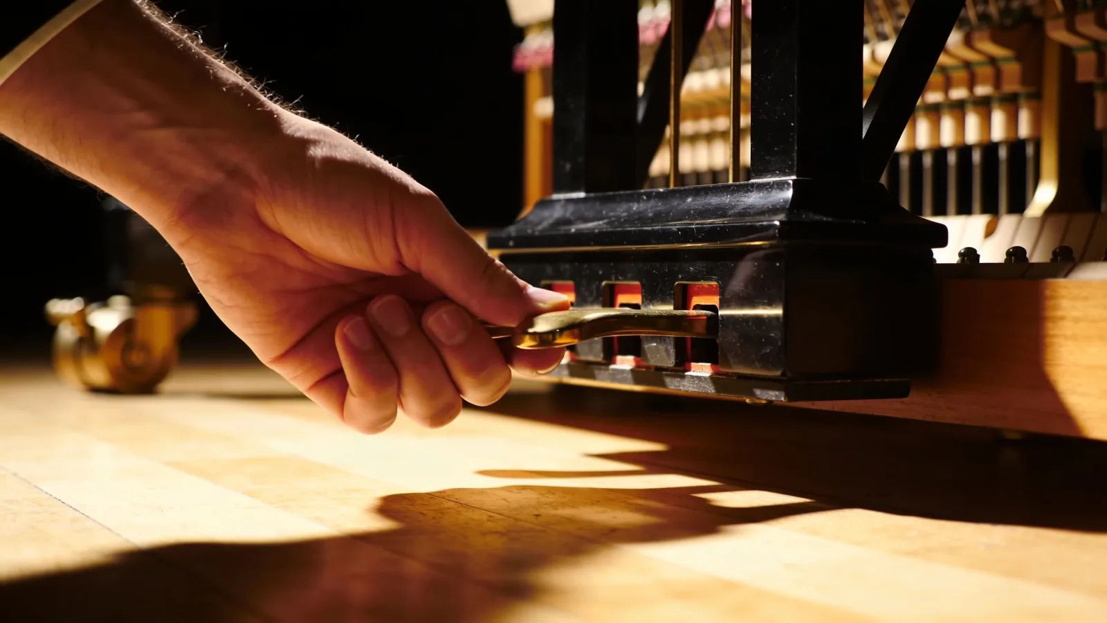 Direct the piano sound in plain English