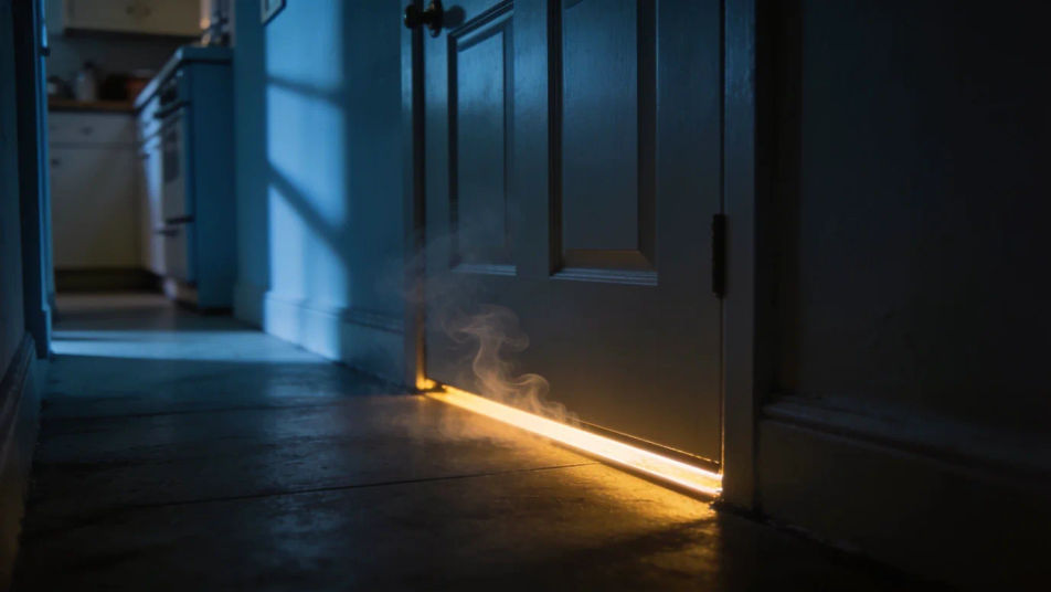 Hear someone cooking behind a closed door