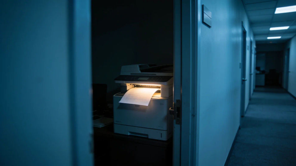 Hint that someone just printed the evidence