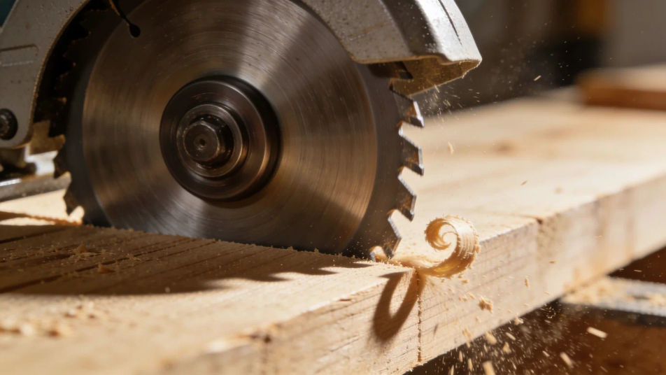 Hit the instant the blade meets the wood