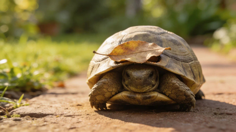 Land the moment it hides in its shell
