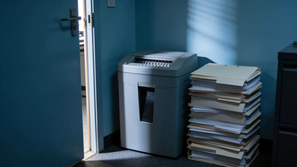 Suggest papers being destroyed off screen