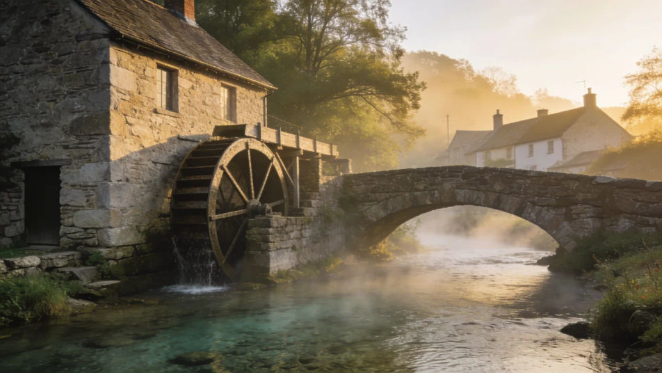 Set up a calm old village by the river