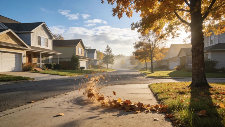 Tell the viewer it is a suburban weekend
