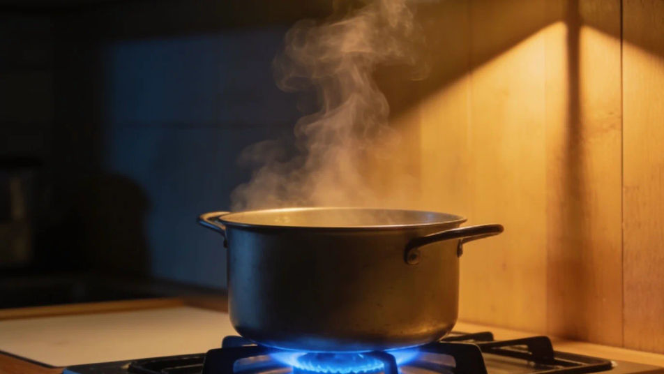Hold a quiet cooking shot with no music