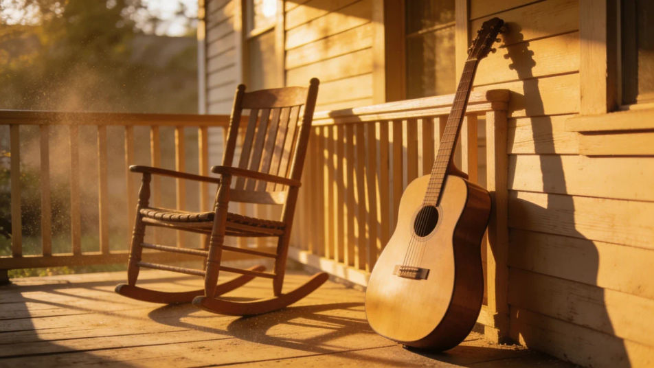 Put the viewer on a dusty front porch