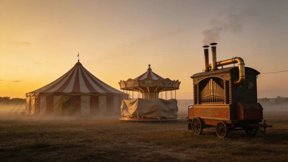 Set the mood of an old travelling fair