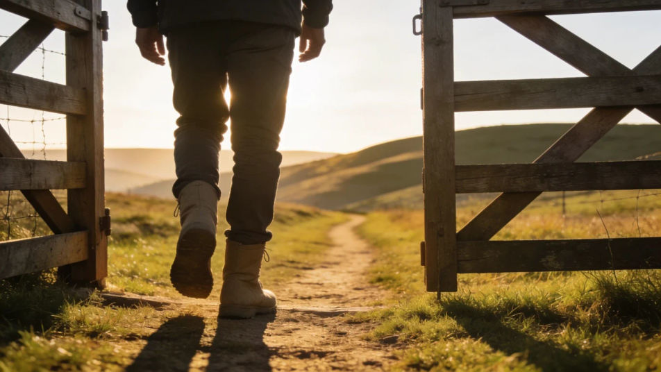 Open a walk with a gate swinging shut