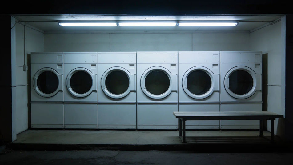 Set a busy arcade or launderette scene