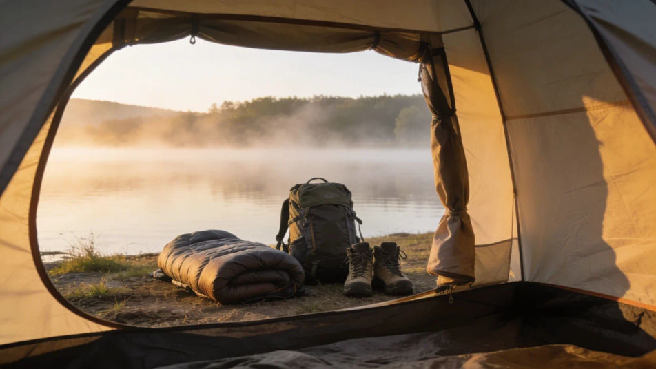 Open the tent flap with one sharp zip