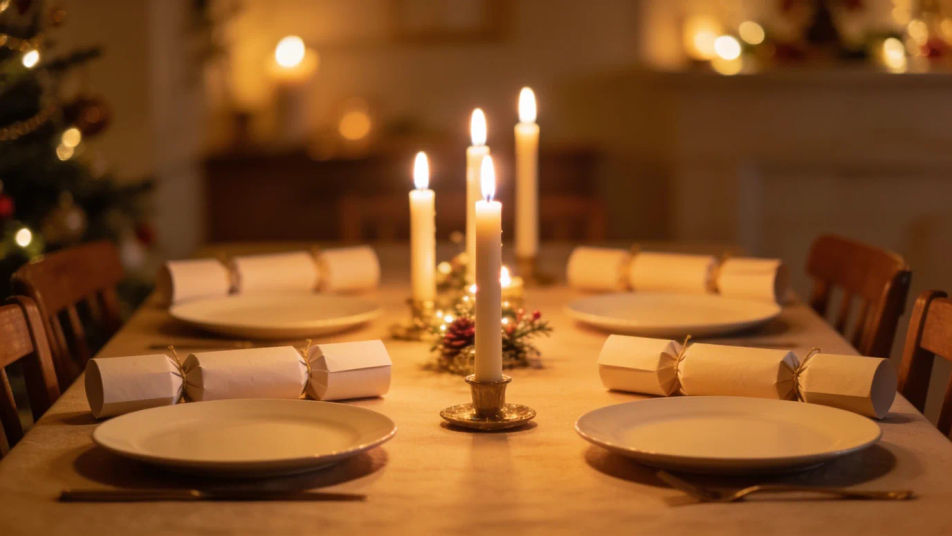 Set a festive dinner table at the holidays