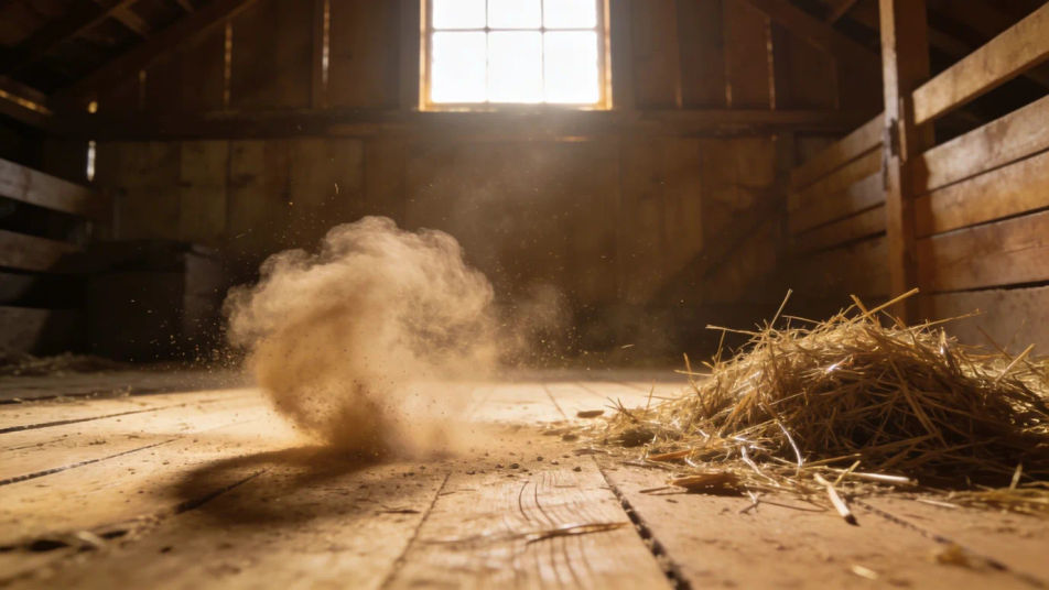 Land a fall with a cloud of dust