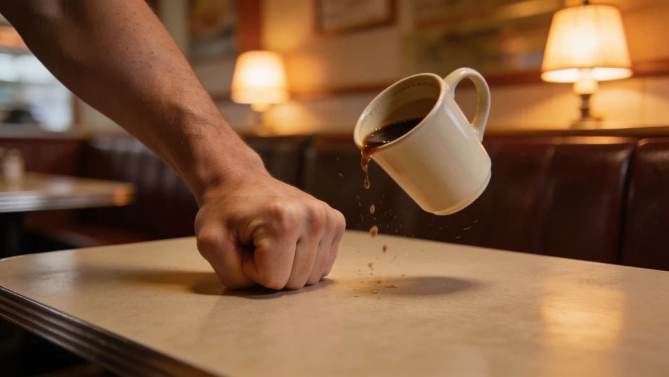 Let an outburst happen at the next table