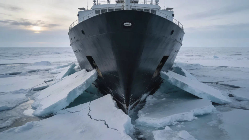 Put the viewer on a ship in the pack ice