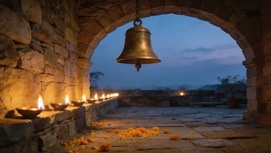 Place the audience at a temple at worship