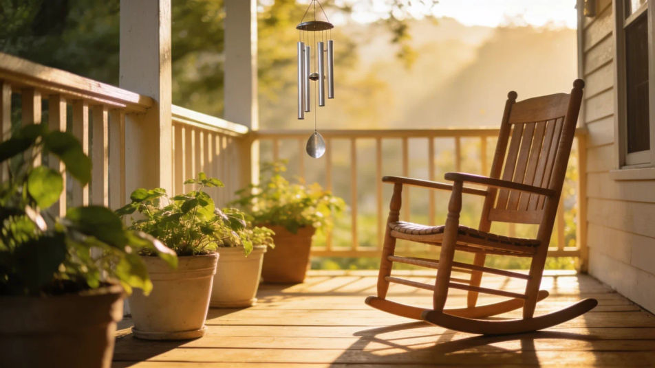 Open a cheerful scene with chimes alone