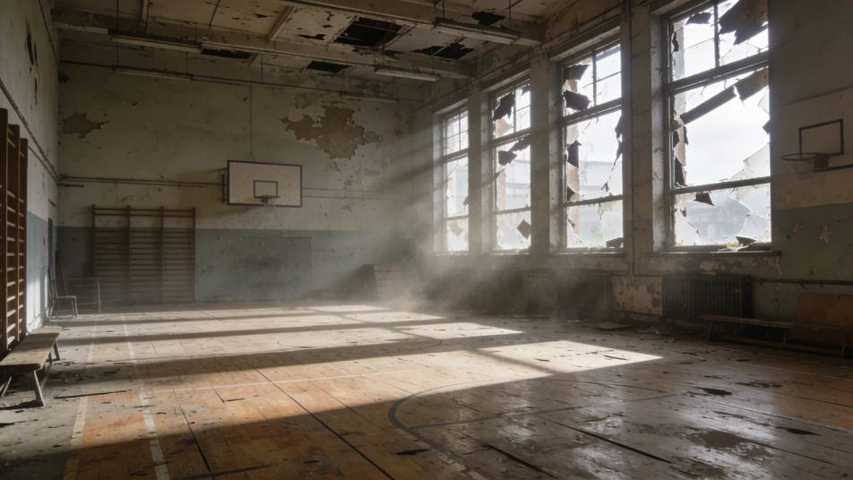 Show how empty an abandoned space is
