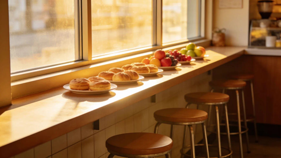 Fill a breakfast table shot with no music