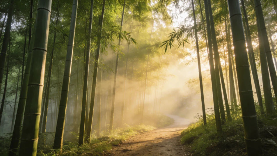 Open on a quiet bamboo grove
