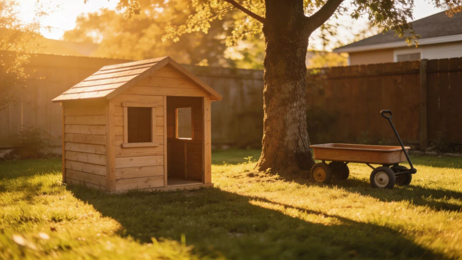 Set a playful backyard adventure mood