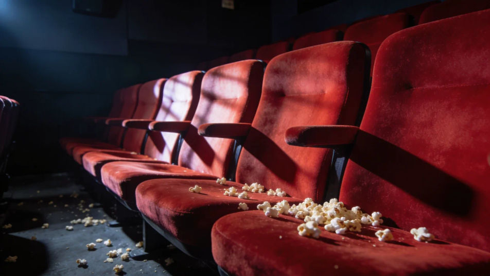 Set a packed horror screening as the scene