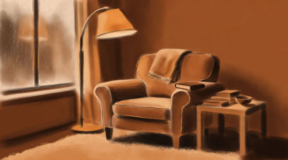 Show someone settling in to read
