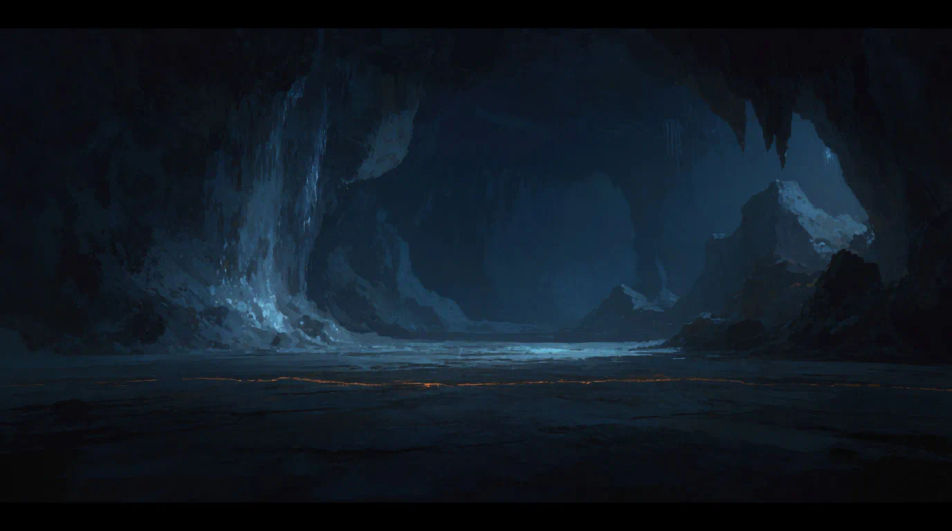 Fill a dark cavern shot with something alive
