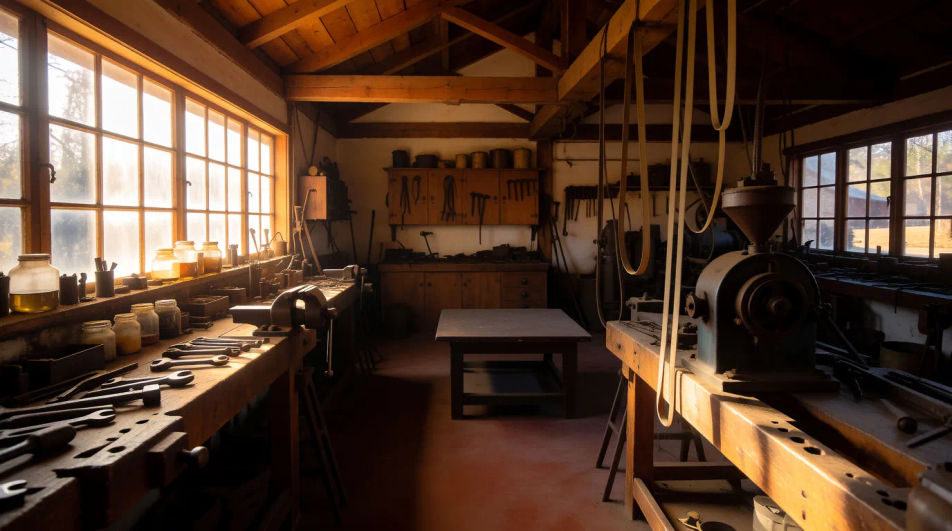 Fill a wide shot of a workshop without music