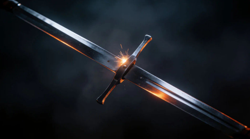 Punctuate a blade drawn in anger