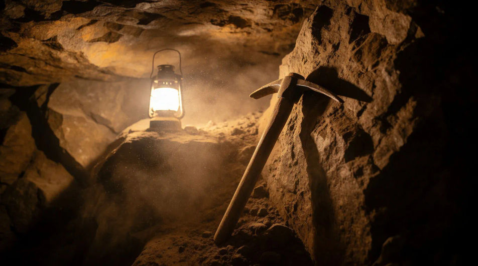 Punctuate the dig with a pickaxe strike