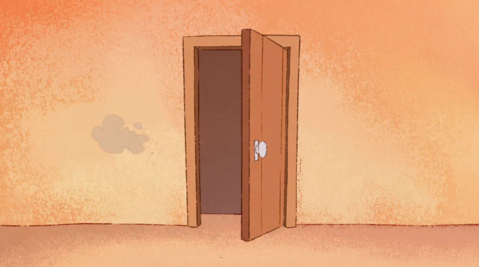 Imply a sneaky exit nobody sees