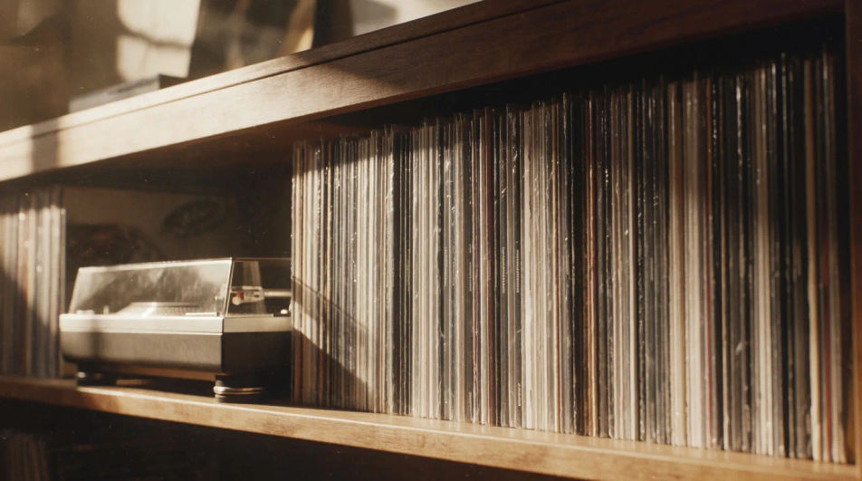 Set a scene in an old record collection