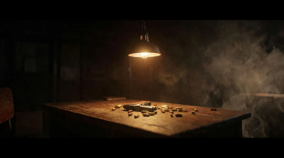 Punctuate the moment a character is out of bullets