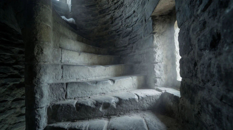 Place the viewer inside an old stone tower