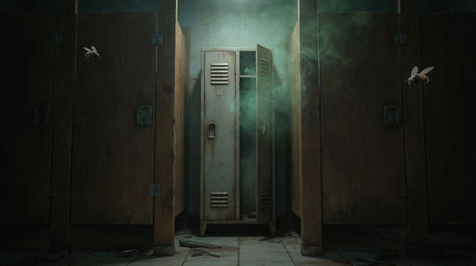 Set up a grimy locker room before anyone speaks