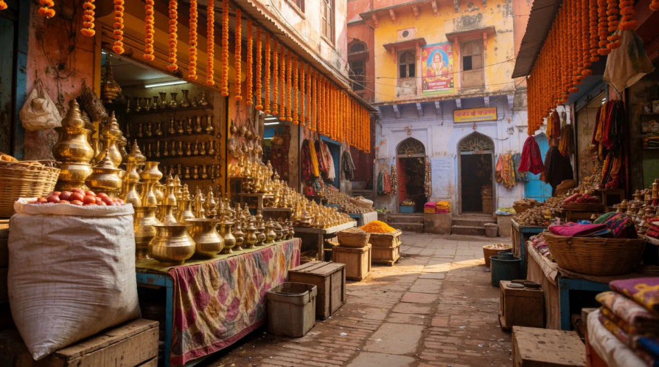 Set the scene in a South Indian market or street