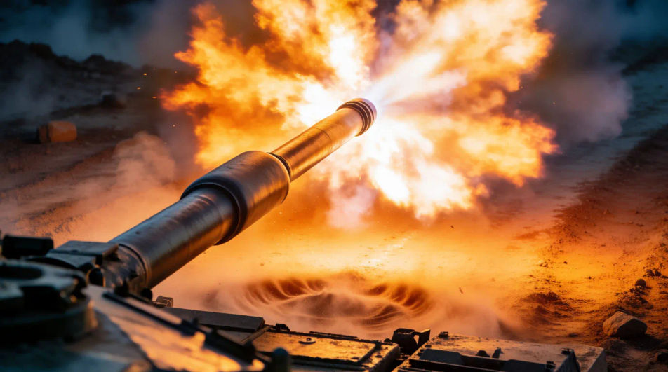Fire the main gun on the cut to the barrel
