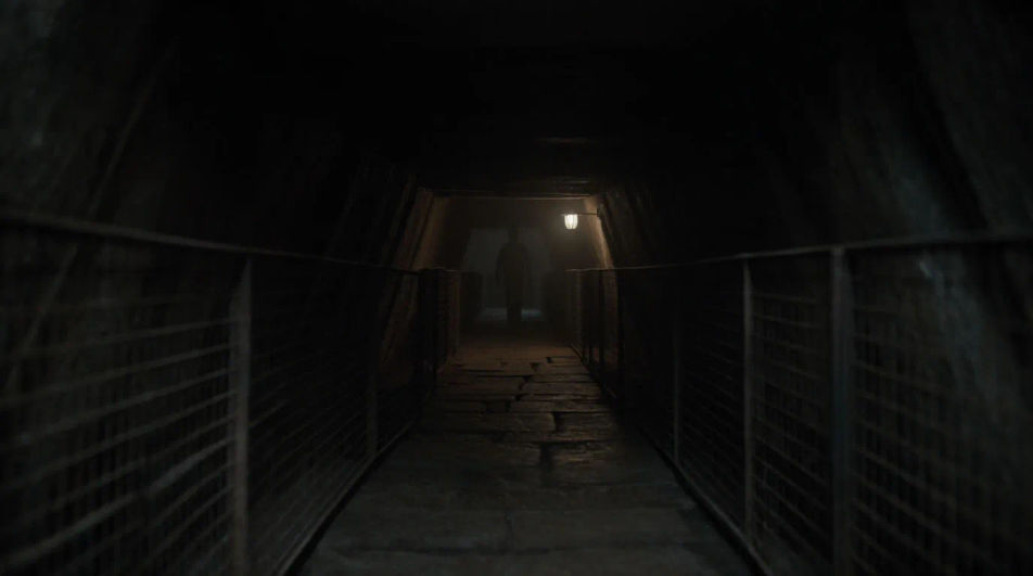 Imply someone walking far below