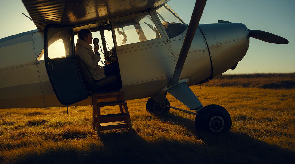 Place a scene in the age of propeller travel