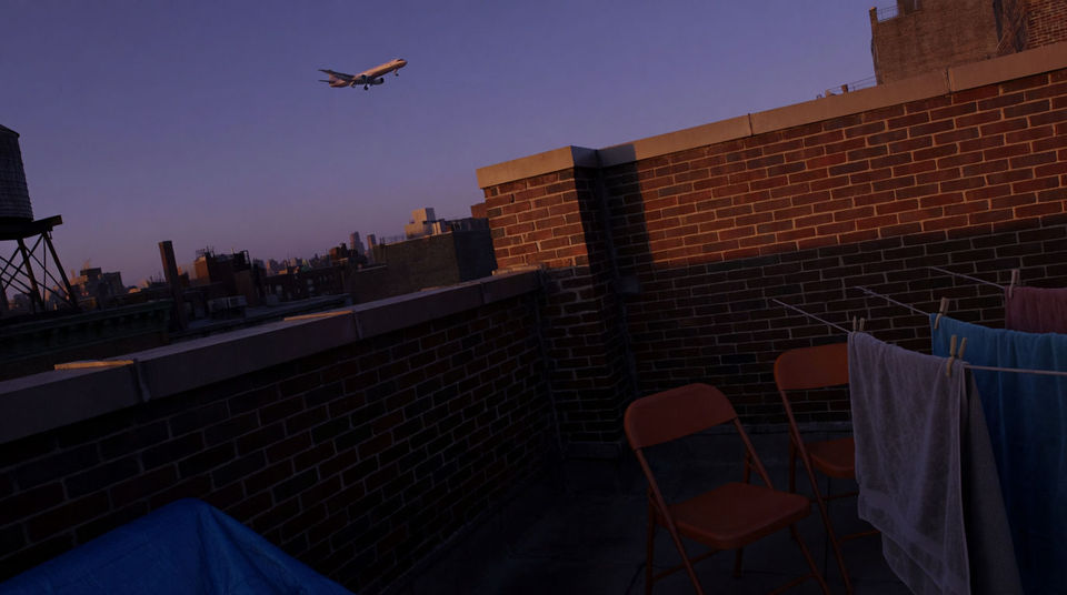 Put a departure in earshot of a scene on the ground