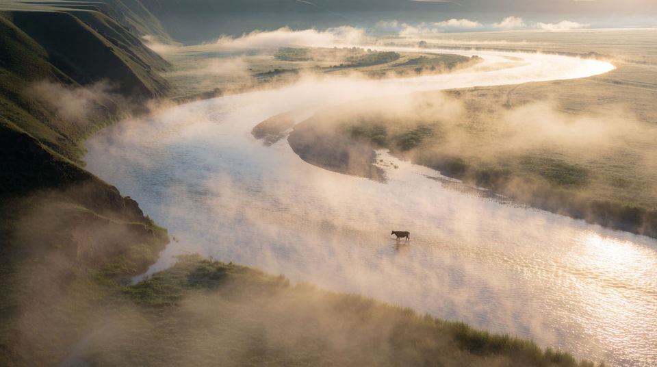 Hold a still landscape on something moving in it