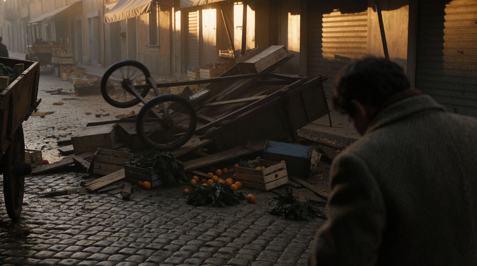 Carry a wrecked scene with no music under it