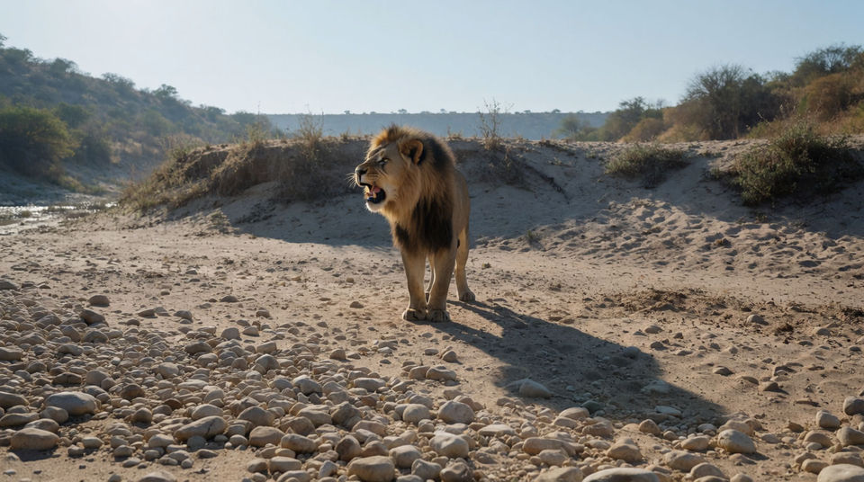 Land a roar on the frame the animal fills