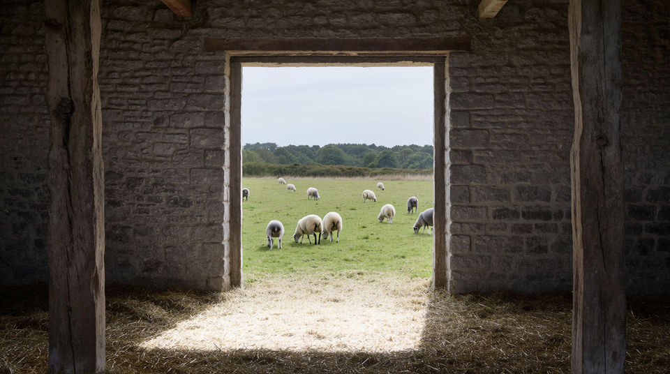 Punctuate a cut to the animals outside
