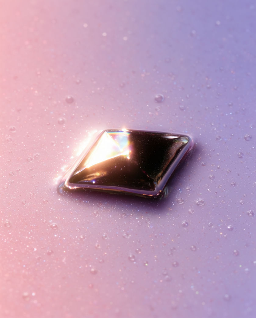 A soft pink and lilac gradient with a single glossy sparkle catching one hard highlight
