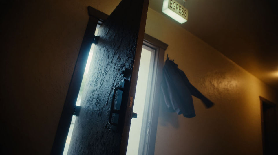 Punctuate the moment a door opens