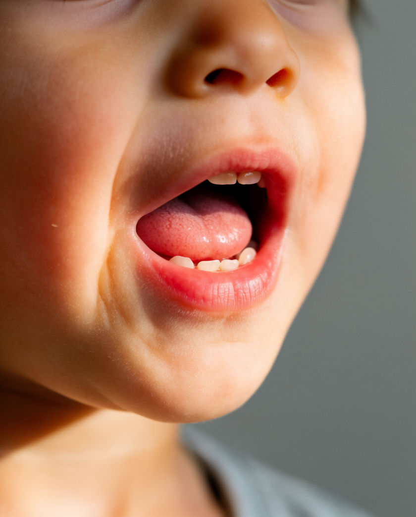An open mouth mid-exclamation in hard rim light, the rest of the face falling into shadow
