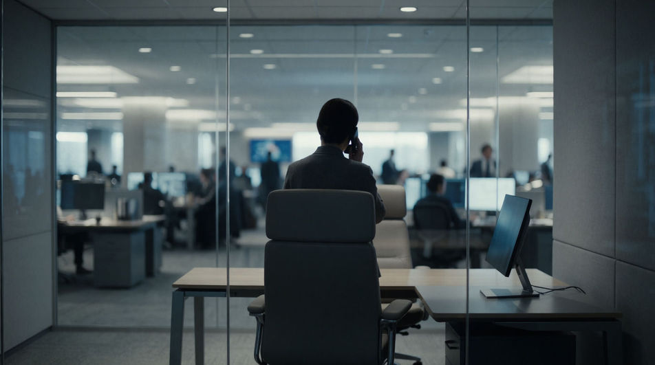 Imply a newsroom off screen